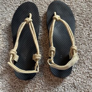 Black and Tan Flip Flop Sandals